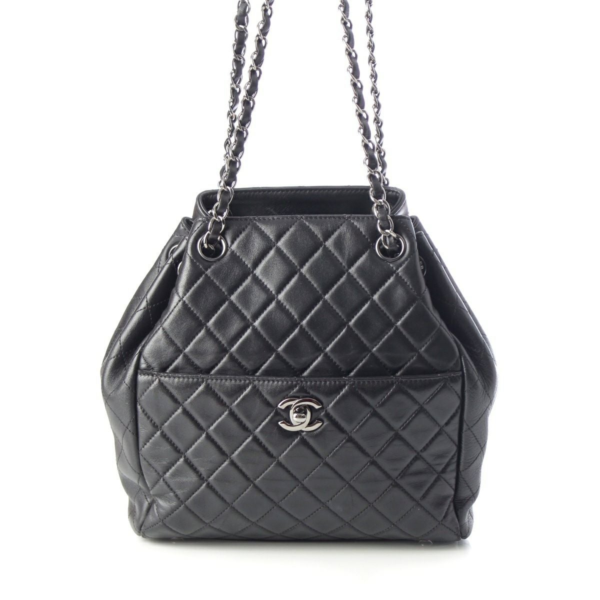 CHANEL マトラッセ 巾着型 チェーンショルダーバッグ CHANEL マトラッセ 巾着シルバーチェーンショルダーバッグ マトラッセ