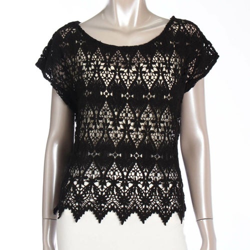 bebe レース トップス ブラック S