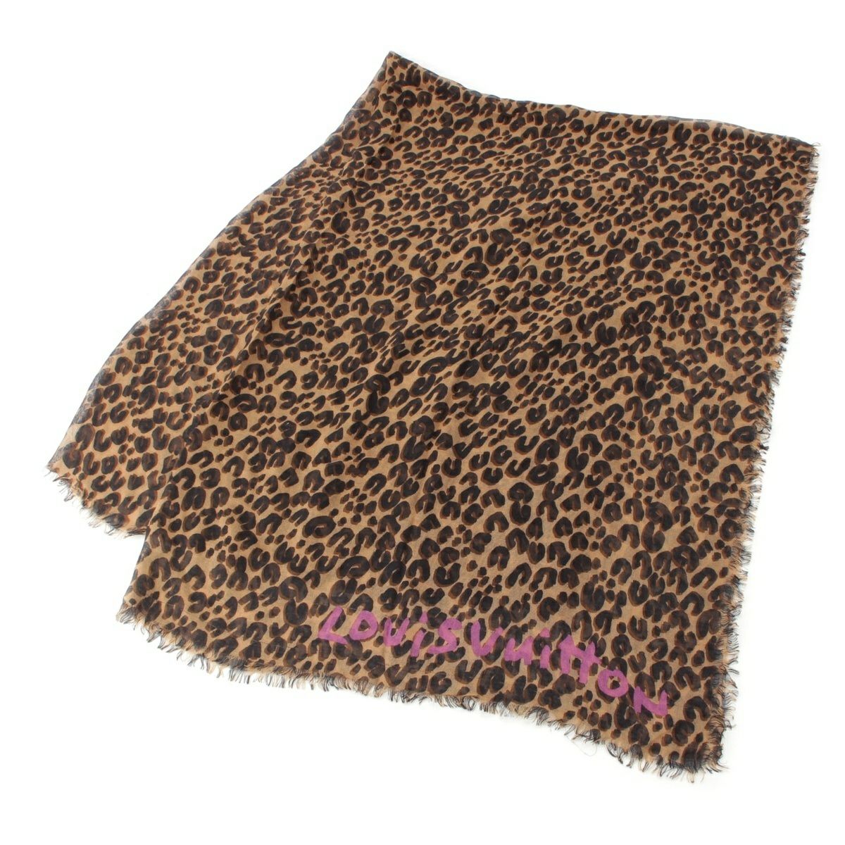 ルイヴィトン ストール エトール・レオパード カシミヤ×シルク 中古 