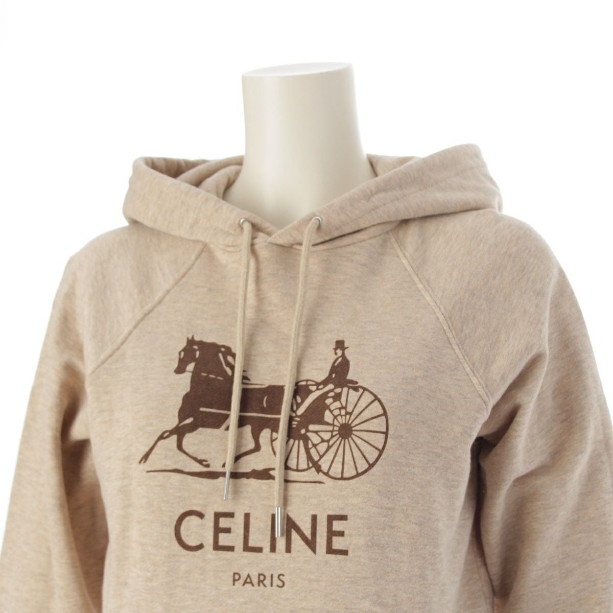 セリーヌ 21AW カシミヤ×コットン ロゴ プリント 馬車 パーカー
