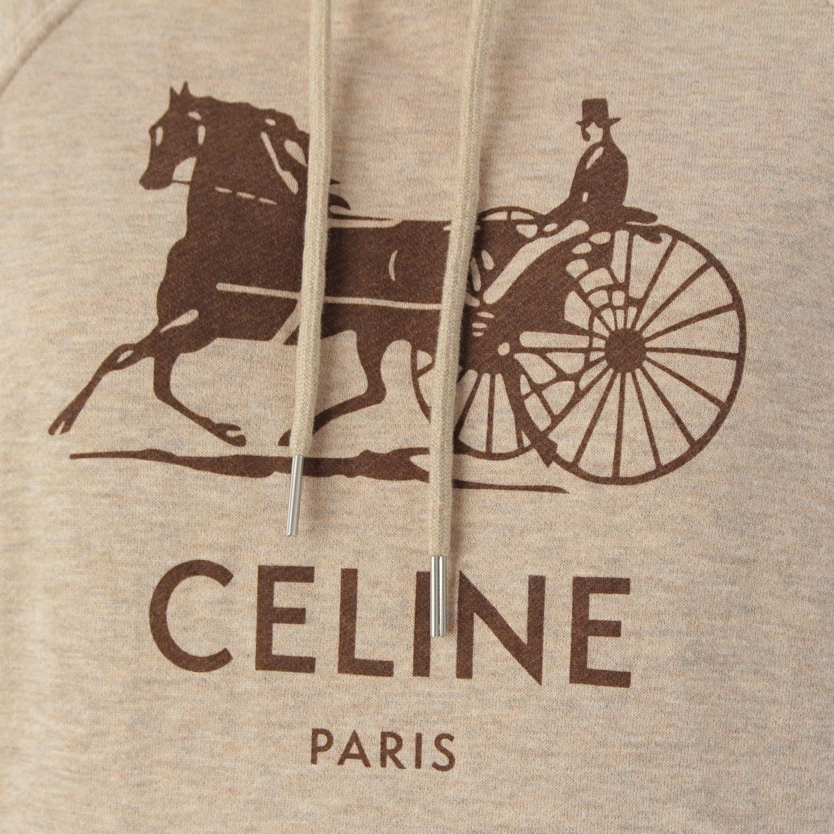 セリーヌ 21AW カシミヤ×コットン ロゴ プリント 馬車 パーカー