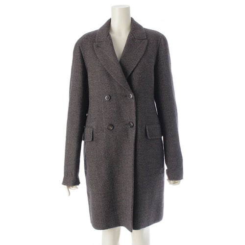 ロロピアーナ カシミヤ×ヴァージンウール チェビオット チェック ダブル コート アウター MAC3692 グレージュ 44