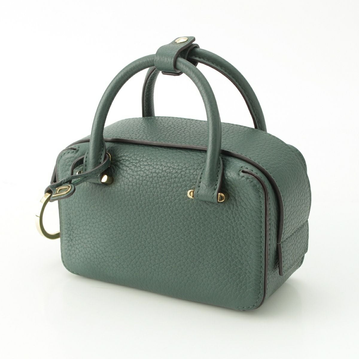 未使用級✨デルヴォー ショルダーバッグ D金具 シボ革 レザー 緑 デルヴォー クールボックス ナノ レザー 2way ハンドバッグ グリーン