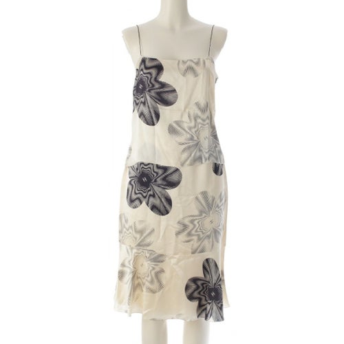 シャネル 01C シルク ココマーク フラワープリント トップス ＆ スカートセットアップ P17076 P16979 ベージュ 36