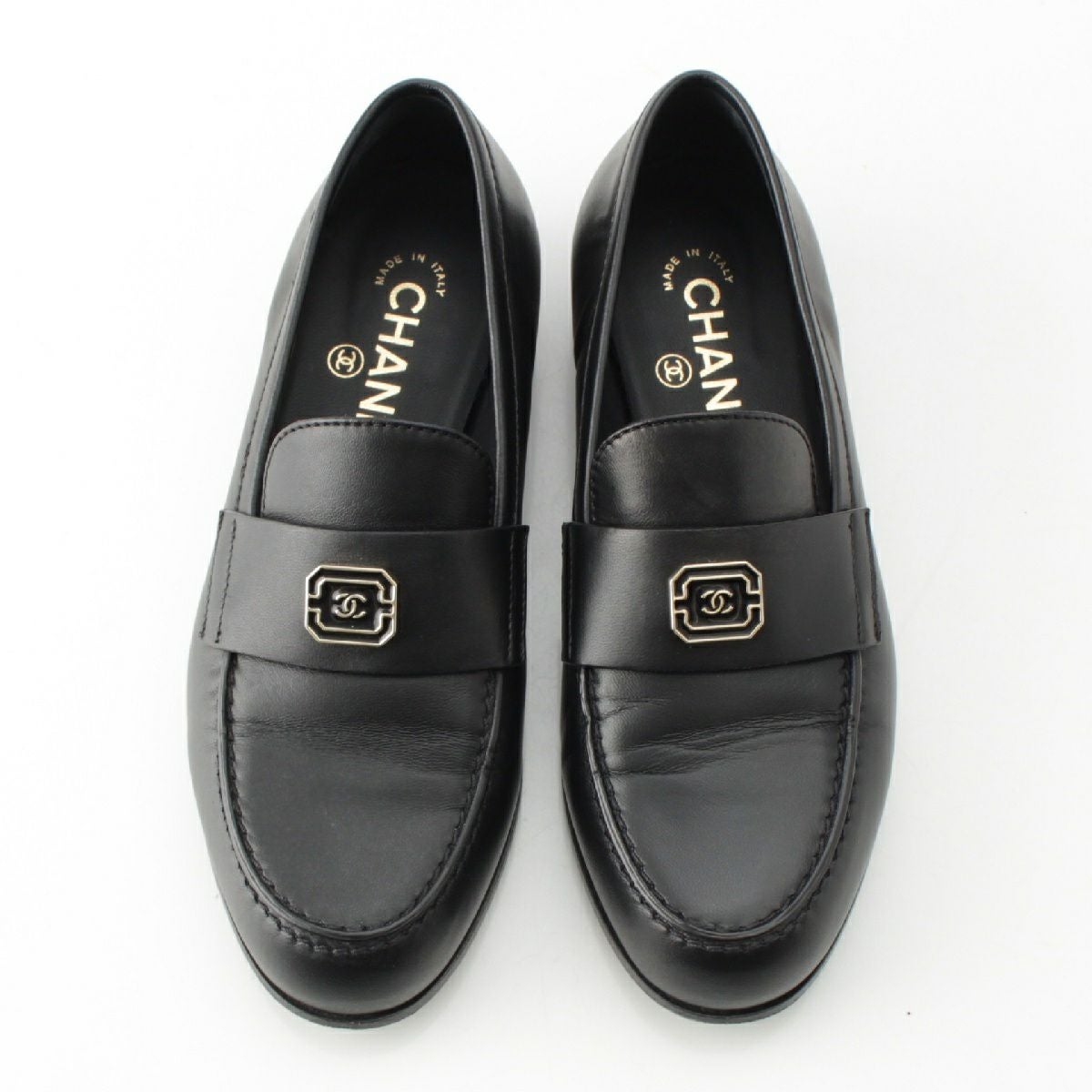 シャネル 24AW レザー メタルココマーク ローファー シューズ G45569