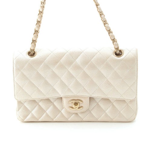 シャネル マトラッセ レザー 16番台 ダブルフラップ ショルダーバッグ シャンパンゴールド 25