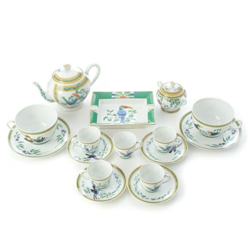 エルメス トゥカン ティーカップ ソーサー ポット トレイ 食器 カップ1点 6客セット ホワイト