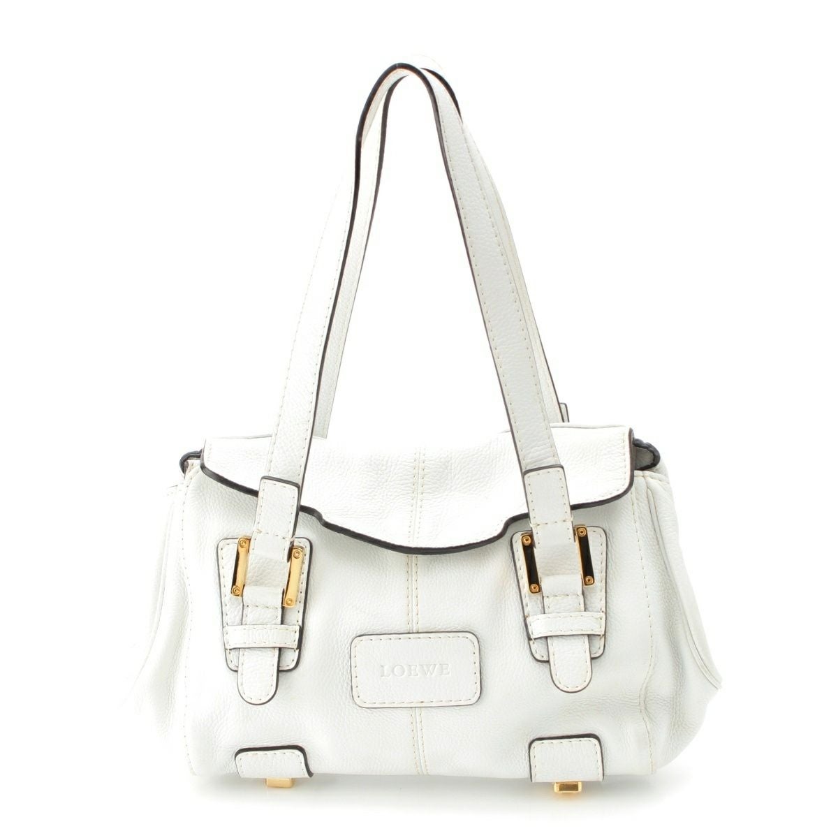 【LOEWE】レザー ハンドバッグ エンボスロゴ ロエベ レザー ロゴ エンボス ハンドバッグ ホワイト | 中古通販 retro.jp