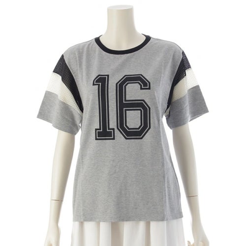 セリーヌ 23SS コットン メッシュ ロゴ 16 セーズ 半袖Ｔシャツ トップス 2X477671Q グレー XS