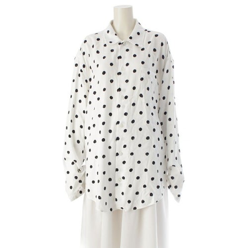 バレンシアガ 23年 ポルカドット プリント シャツ ブラウス トップス 681631 ホワイト 34