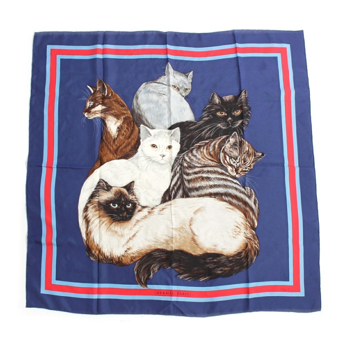 エルメス カレ90 シルク Les Chats レ・シャ ヴィンテージ 猫 CAT