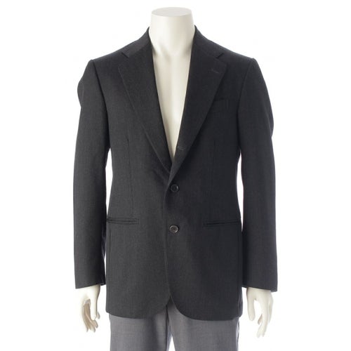 デ ペトリロ ウール NAPOLI スーツ テーラードジャケット ブラック 48