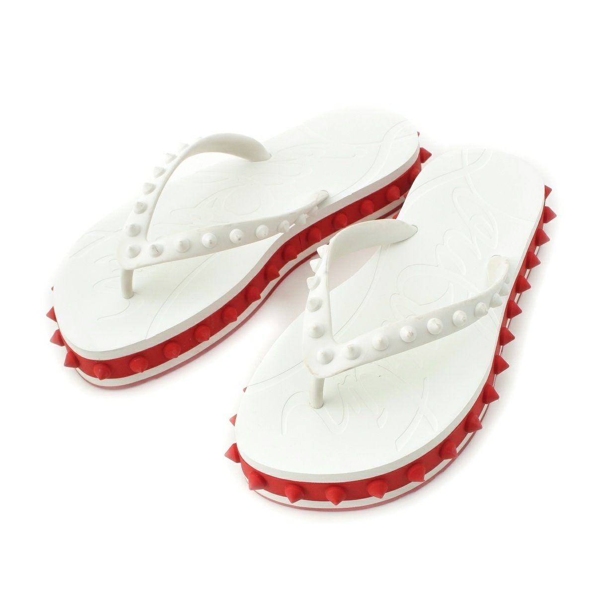 【正規品】Christian Louboutin 厚底サンダル ホワイト レッド クリスチャンルブタン ラバー ルビフリップ サンダル ホワイト レッド