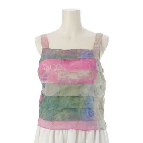 ジョルジオアルマーニ 90s アーカイブ シルク フラワーモチーフ サイドジップ キャミソール トップス マルチカラー 40