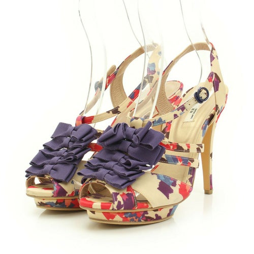 セブン トゥエルヴ サーティー 花柄 ストラップ ヒールサンダル 37