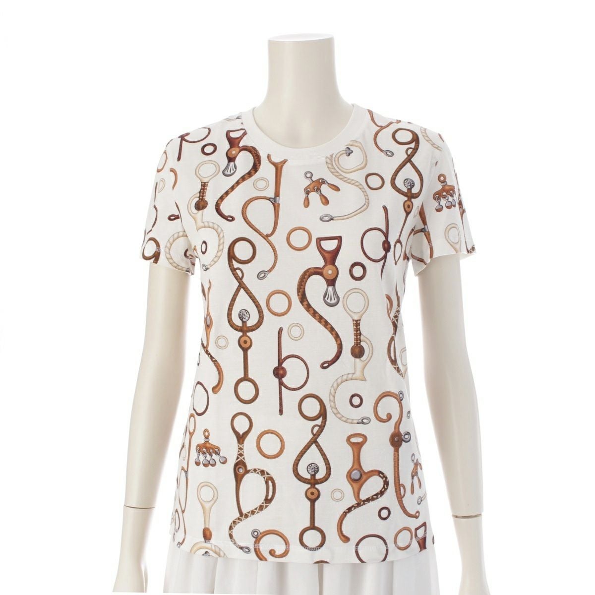 HERMES - エルメス 24SS Panoplie Tout Cuir コットン ショートスリーブ Tシャツ カットソー トップス 4E4632DN ホワイト 34【中古】 エルメス 24SS Panoplie Tout Cuir コットン ショートスリーブ Tシャツ