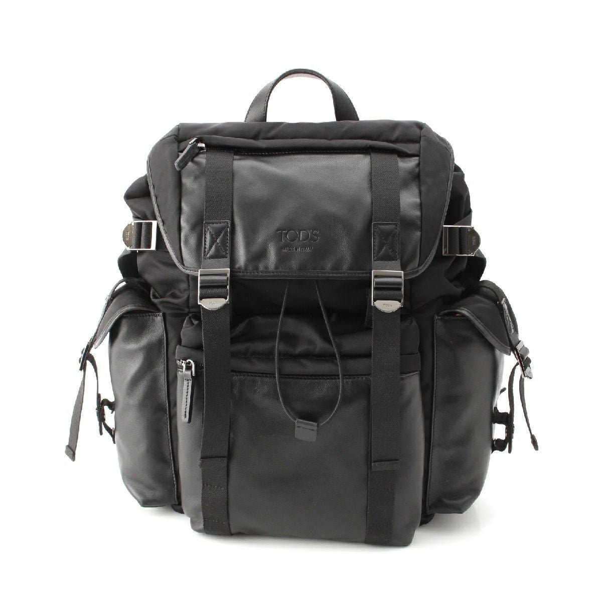 トッズ ファブリック＆レザー ミディアム リュック デイパック バックパック ブラック【中古】 トッズ ファブリック＆レザー ミディアム リュック デイパック バック