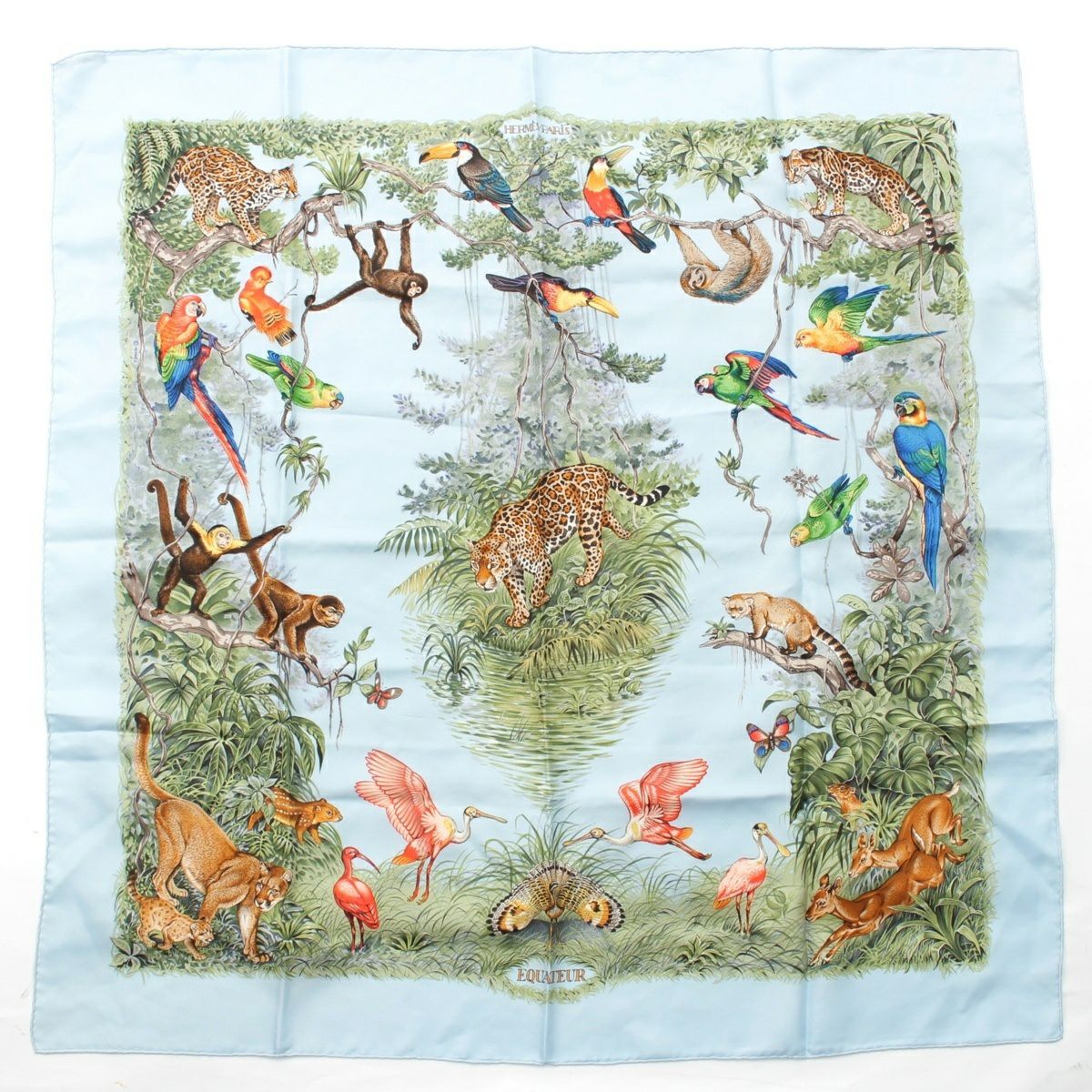 エルメス カレ90 EQUATEUR 赤道直下 シルク スカーフ ブルー | 中古