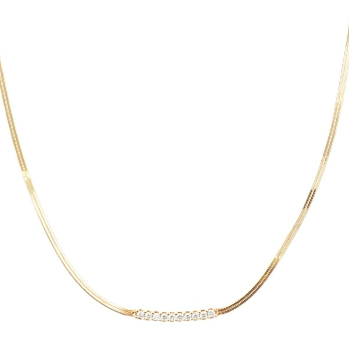 K18イエローゴールド ダイヤ0.12ct ネックレス スタージュエリー HERRINGBONE ダイヤモンド 0.12ct ネックレス