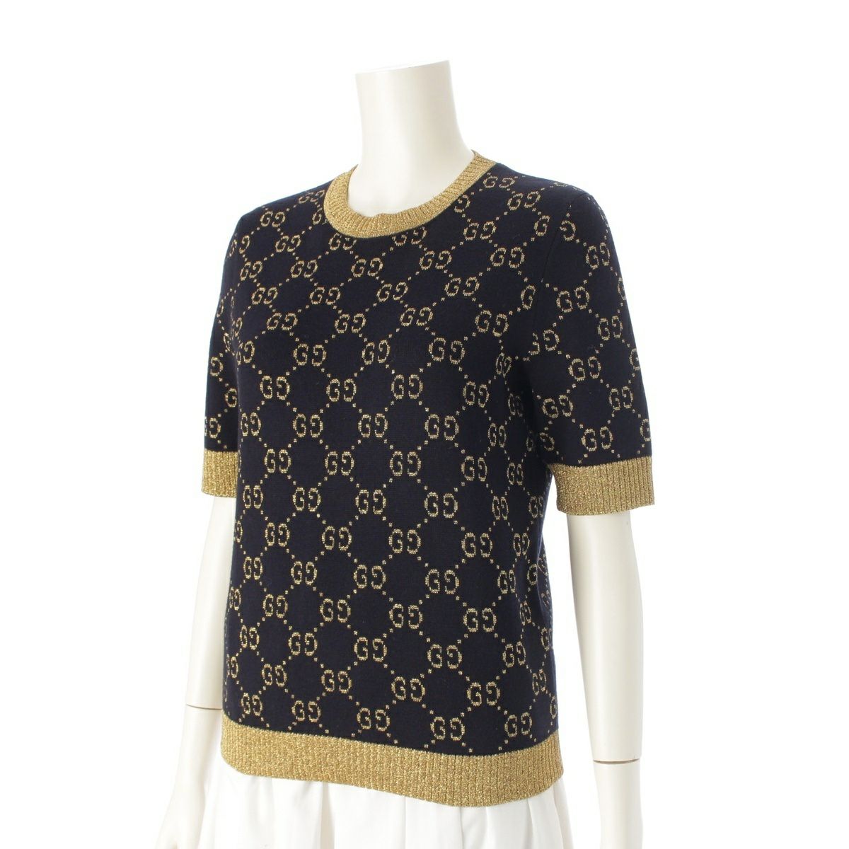 GUCCI GGロゴ 半袖ニット ブラック×ゴールド 000000119066-02.jpg?size=s&w=