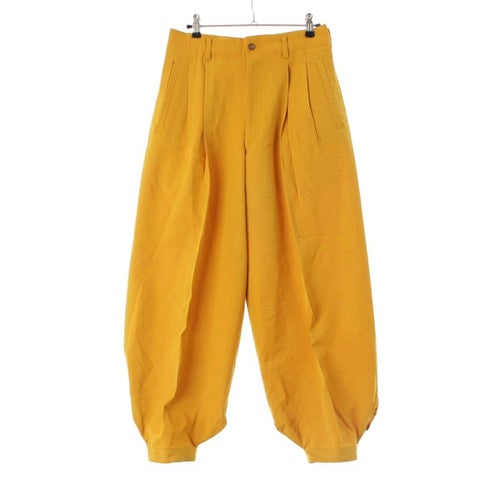 コムデギャルソンオムプリュス 90SS AD1989 ウール 2タック デザイン ワイド パンツ ボトムス PP-11007S イエロー系 S