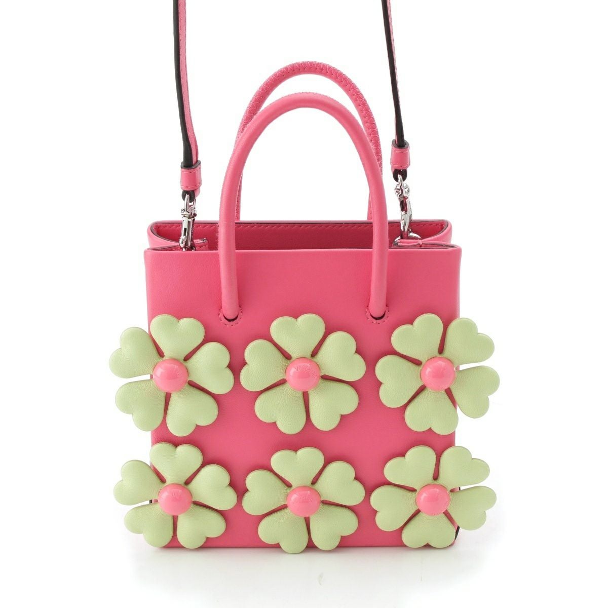 MOSCHINO モスキーノ フラワーレザーショッピングトート　2way モスキーノ フラワー レザー ショッピングトート ハンドバッグ 2way