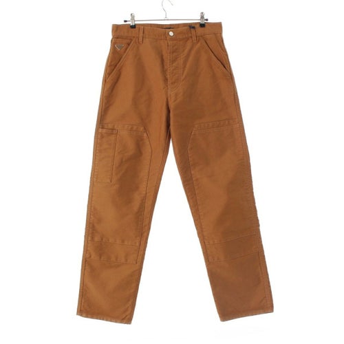 プラダ 24年 コットン モールスキン 三角ロゴ ダメージ加工 パンツ ボトムス GEP398 ブラウン 29