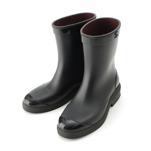 シャネル ラバー ココマーク レインシューズ ブーツ G34078 ブラック 38