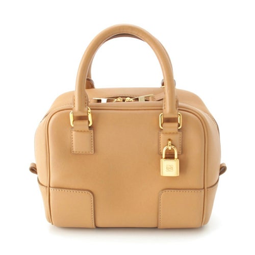 ロエベ アマソナ 16 レザー スクエア アナグラム ハンドバッグ ブラウン