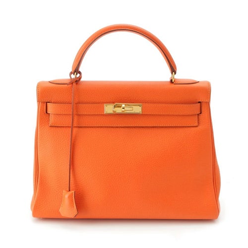 エルメス C刻印 ケリー32 トリヨンクレマンス 2WAY ショルダー ハンドバッグ ゴールド金具 オレンジ