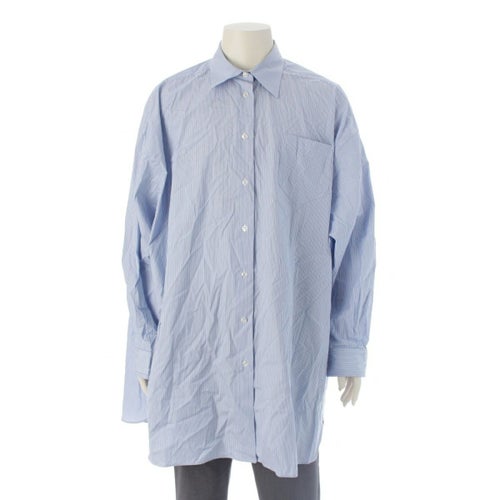 メゾンマルジェラ コットン ストライプ オーバーサイズ 長袖シャツ SI1DL0002 ブルー XS