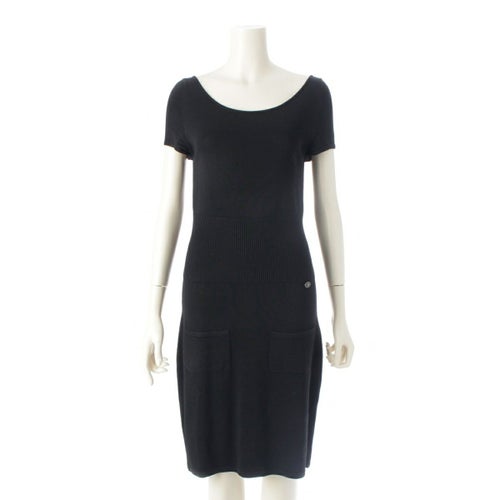 シャネル ココマーク ビスコース 半袖 ワンピース P37944 ブラック 36