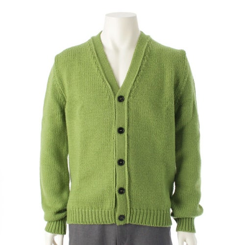 マルニ 23SS ウール バックエンブロイダリーロゴ Vネック ニット カーディガン セーター トップス CDMG0099A0 グリーン 48