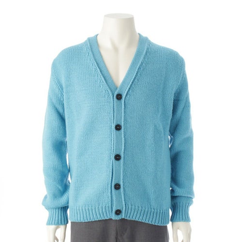 マルニ 23SS バックエンブロイダリーロゴ Vネック ニット カーディガン セーター トップス CDMG0099A0 ブルー 48