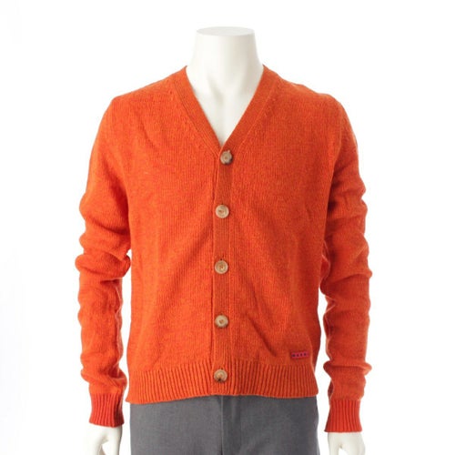 マルニ 23SS ヴァージンウール カラーブロック Vネック ニット カーディガン セーター トップス CDMG0096Q0 オレンジ 48