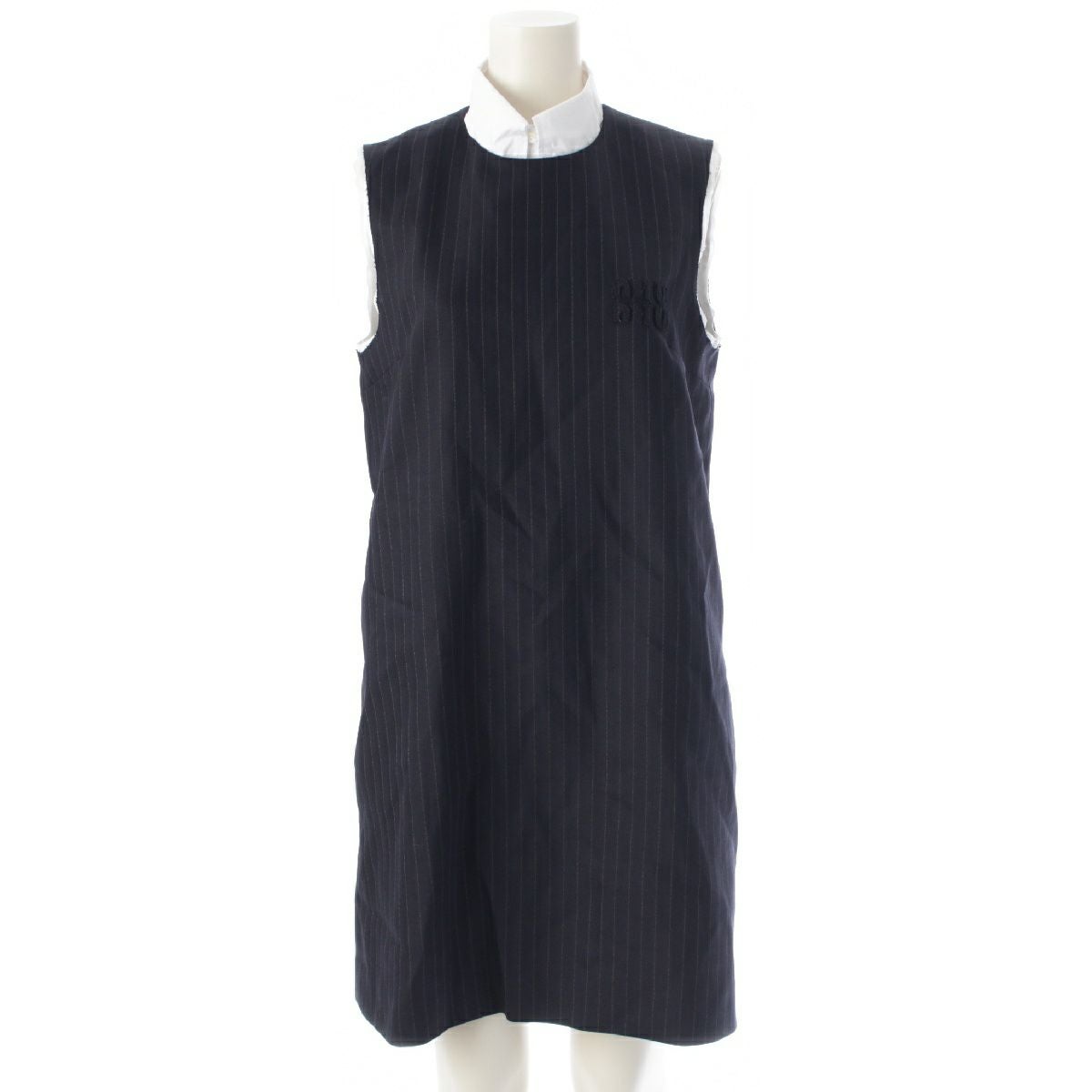 ミュウミュウ 24AW ノースリーブ カットオフ加工 ロゴ ストライプ