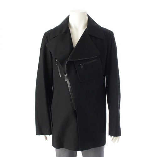 ミュウミュウ アーカイブ ウール ナイロン カシミヤ アーカイブ ダブル ライダースジャケット コート アウター ブラック M