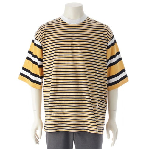 マルニ 22SS ジャージー ボーダー オーバーサイズ 半袖Ｔシャツ ポケット トップス ホワイト イエロー ブラック 54