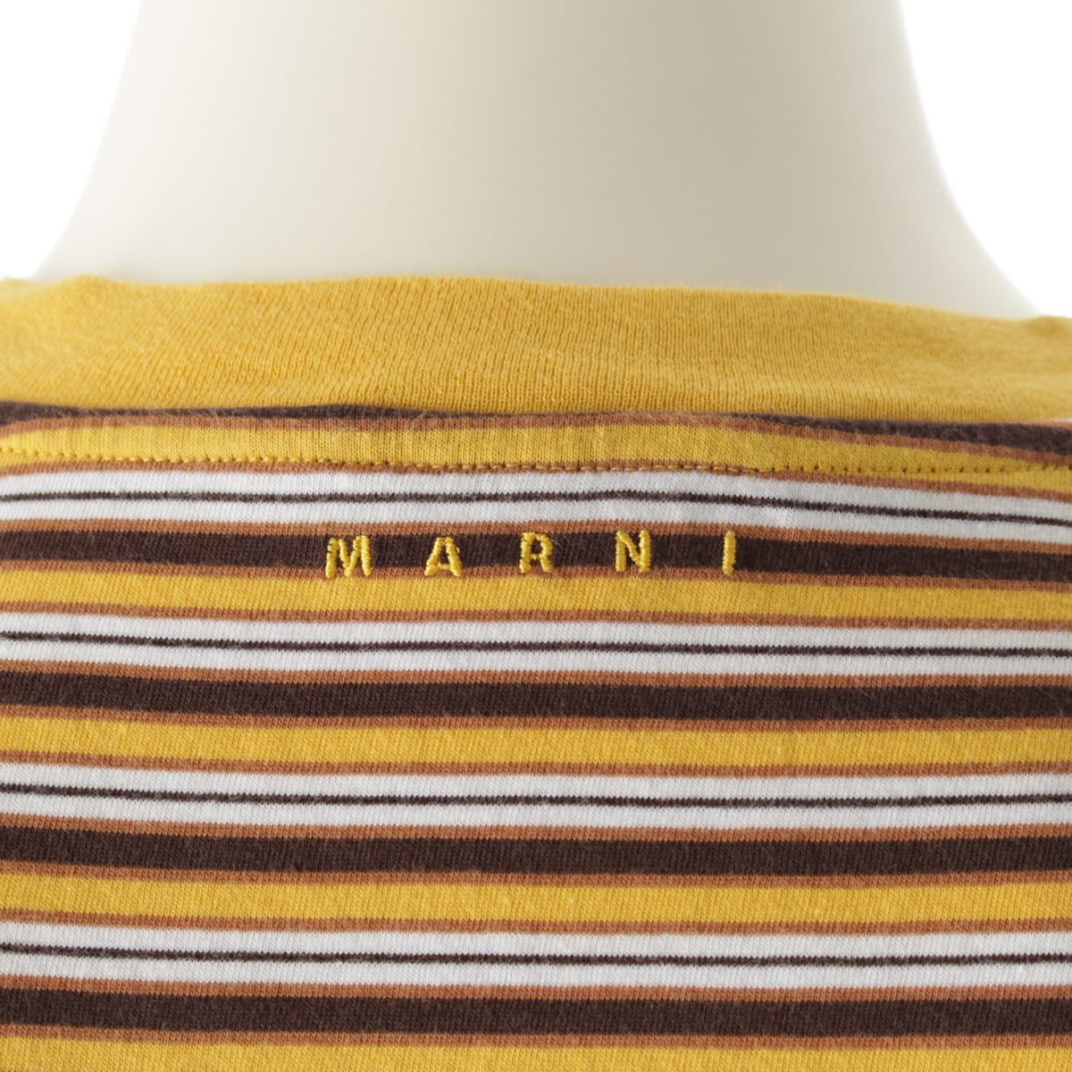 マルニ 22SS コットン ボーダー切替 クルーネック 半袖Tシャツ