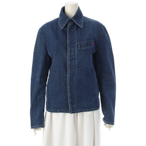 アレキサンダーマックイーン 90s コットン 本人期 アーカイブ 比翼 バスストップ デニムジャケット インディゴ ブルー 46