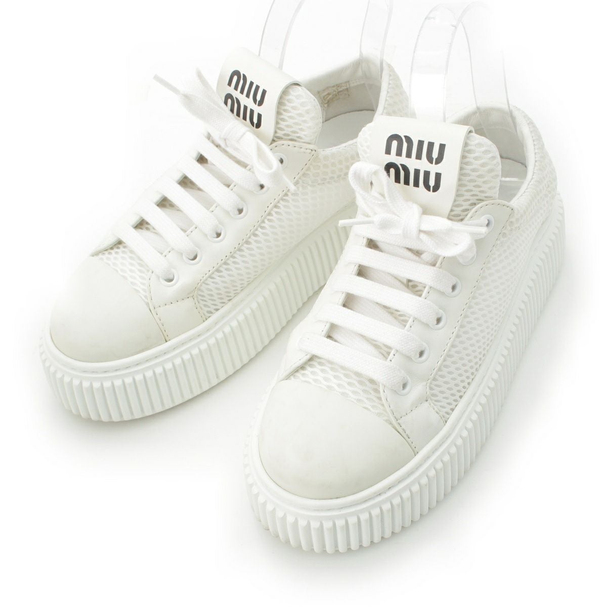 ミュウミュウ FLATFORM フラットフォーム メッシュ 厚底 ロートップ