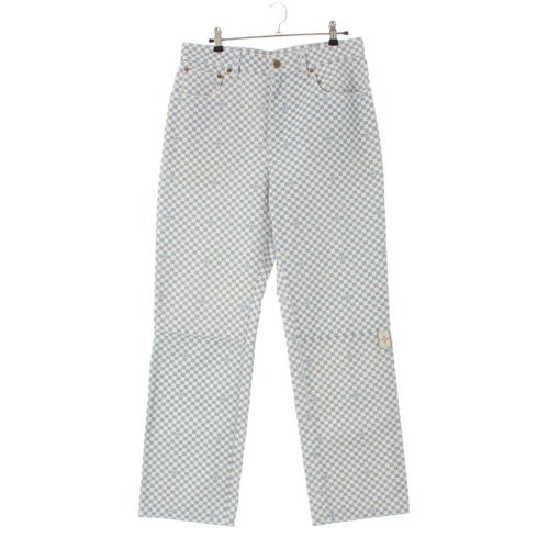 ルイヴィトン 24SS コットン ダミエ デニムパンツ ジーンズ ボトムス RW241WB LGM FQPX10 ホワイト×ブルー 40
