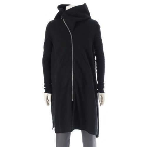 リックオウエンス ダークシャドウ Rick Owens DRKSHDW 16AW コットン ジップアップ フーディー ロング パーカー ジャケット コート DS16F8227-F ブラック L