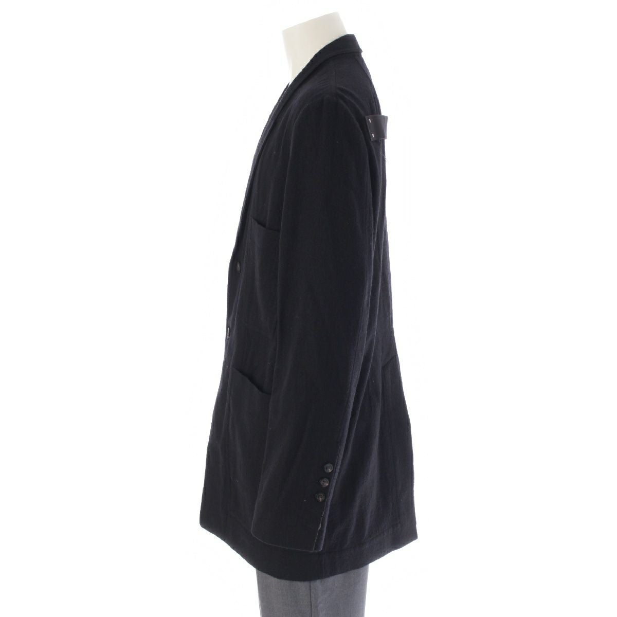 リックオウエンス 21AW LIDO JACKET コットン ウール 背面ベルト ナローラペル オーバーサイズ テーラードジャケット アウター RU02A5723-WCF ブラック 50【中古】 リックオウエンス 21AW LIDO JACKET コットン ウール 背面ベルト