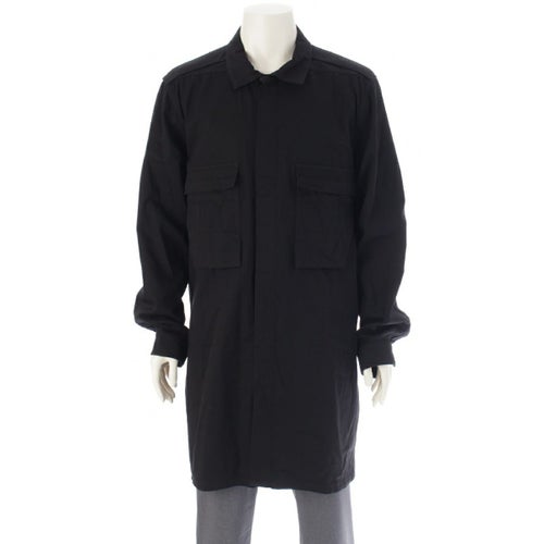 リックオウエンス 22SS FIELD SHIRT コットン ロング丈 オーバーサイズ 長袖シャツ トップス ジャケット RU01B1295-DL ブラック 52