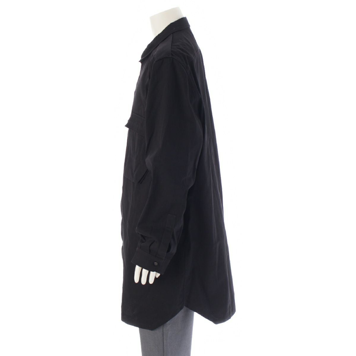 リックオウエンス 22SS FIELD SHIRT コットン ロング丈 オーバーサイズ 長袖シャツ トップス ジャケット RU01B1295-DL ブラック 52【中古】 リックオウエンス 22SS FIELD SHIRT コットン ロング丈 オーバーサイズ