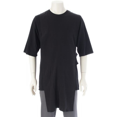 リックオウエンス 20SS コットン クルーネック 変形 ロング丈 半袖Ｔシャツ トップス カットソー RR20S7686-C ブラック ONE SIZE