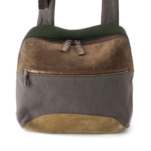 ミュウミュウ 00s スウェードレザー アーカイブ ショルダーバッグ グリーン ブラウン