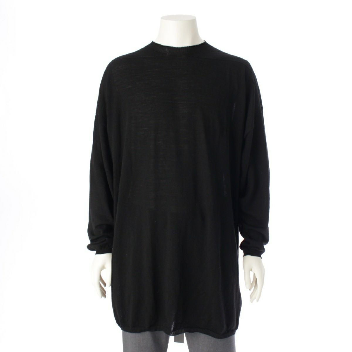 リックオウエンス 22SS  SWEATER ウール クルーネック 長袖 ニット セーター トップス RU01B1621-M ブラック XL【中古】 リックオウエンス 22SS TOMMY SWEATER ウール クルーネック 長袖