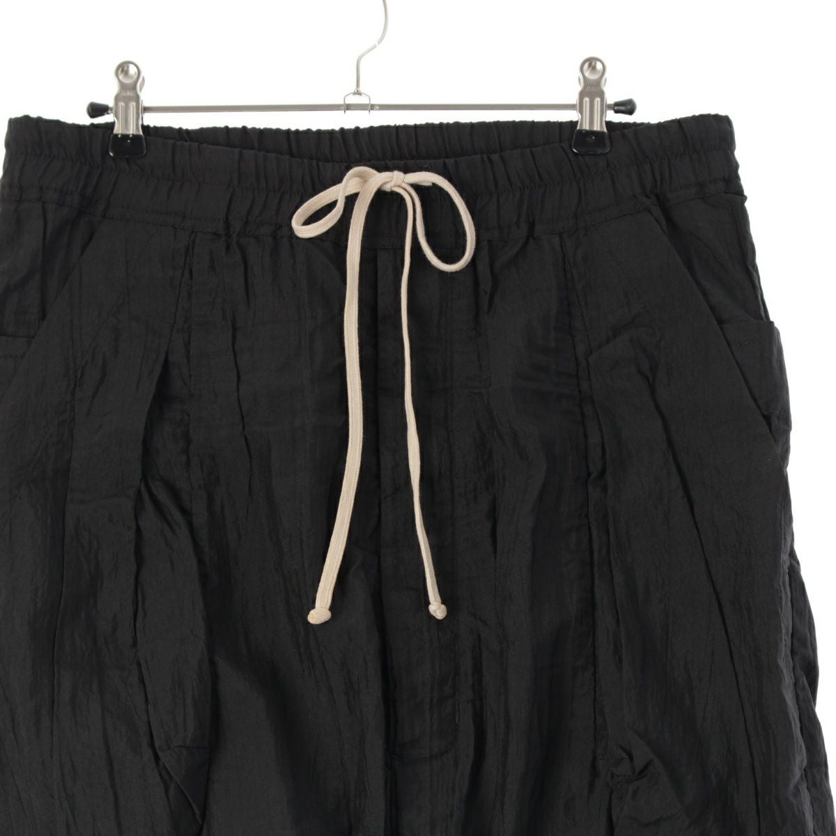 リックオウエンス 11SS 3Dビッグポケットサルエルショーツ ブラック S リックオウエンス 11SS 3D BIG SIDE POCKETS ナイロン シルク サルエル